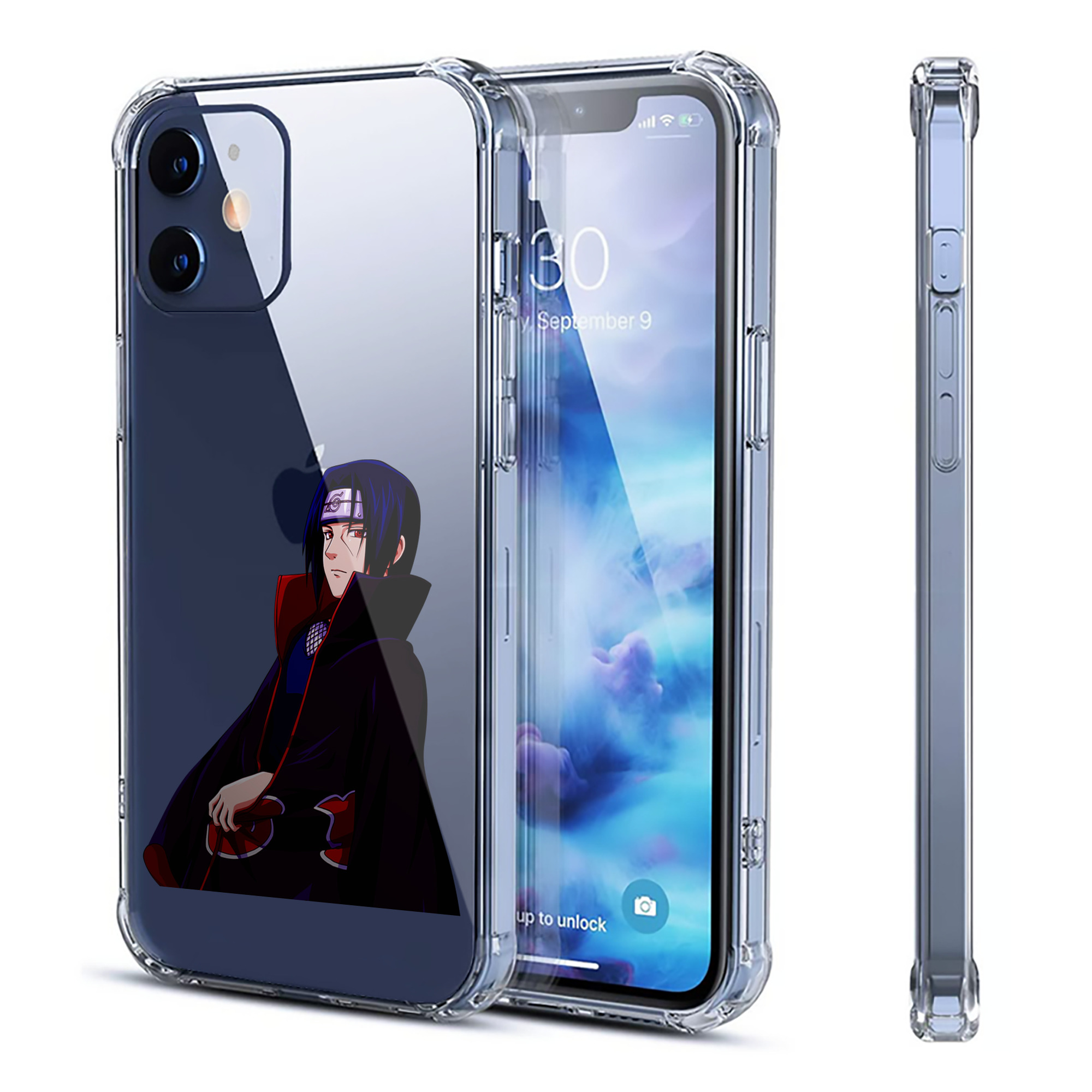 （画像用） NARUTO -ナルト- うちは イタチ Uchiha Itachi 【iPhone 12シリーズ対応】透明スマホケース（クリアソフトケース）
